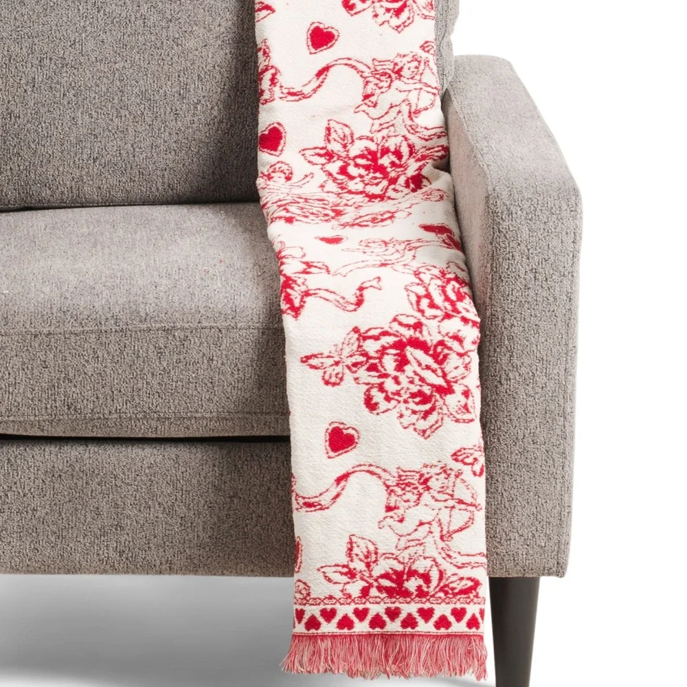 RACHEL ZOE Cupid Toile Chenille Valentine Throw